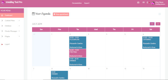 Weddings agenda